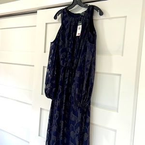 Lauren Ralph Lauren Navy Blue Cold Shoulder Maxi Dress Size 4 NWT